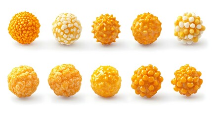 Corn balls collection isolated on white