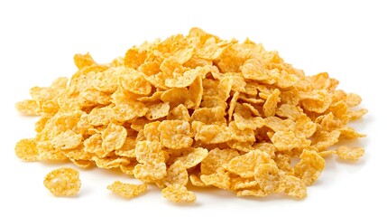 corn flake cereal in a pile isolated