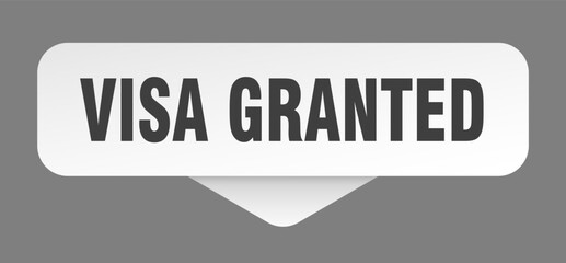 visa granted sticker. visa granted sign isolated on gray background