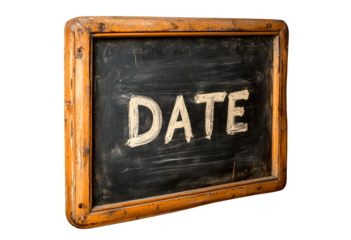 Chalkboard with word Date isolated on transparent background