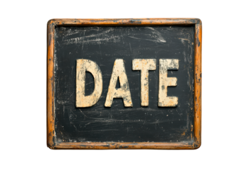 Chalkboard with word Date isolated on transparent background