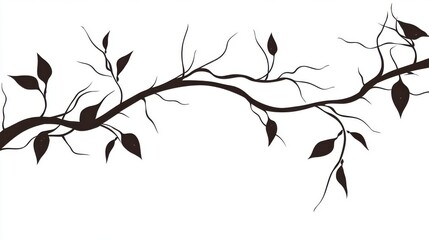 Black Silhouette Branch With Leaves Design