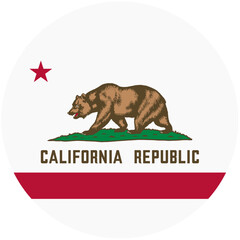 The California Republic Bear Proudly Stands On Verdant Hills Under A Starlit Sky, A Symbol Of State Pride And Western Heritage In A Clean Circular Design