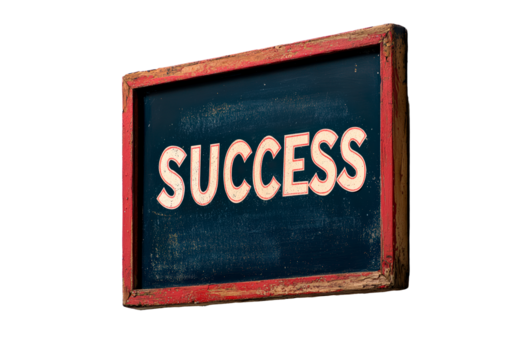 Blackboard with word Success isolated on transparent background - Powered by Adobe