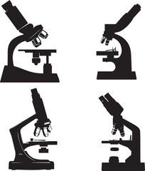 Vector Microscope Icon Silhouette