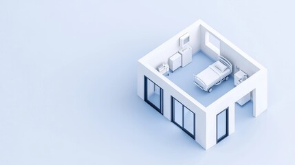 Fototapeta premium Isometric 3D-rendered hospital floor plan, showcasing patient rooms, ICU units, and advanced medical equipment in a futuristic healthcare layout