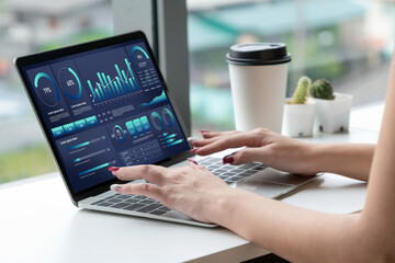 Business data dashboard provide business intelligence analytic for marketing strategy planning snugly with big data set to analyze customer demands and foreseeing business future