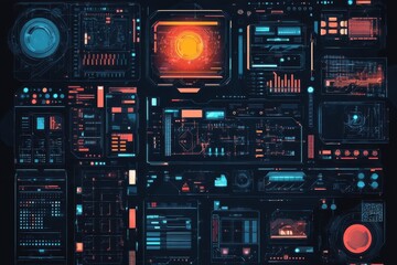 Obraz premium Futuristic Technological Interface Displays System Data