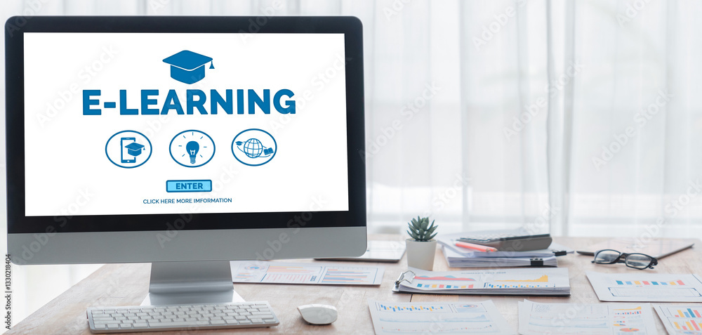 Aufkleber e-learning website with brisk sofware for student to study online on the internet network