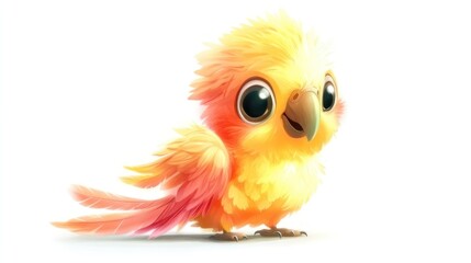Obraz premium Cute, fluffy, yellow-orange baby parrot