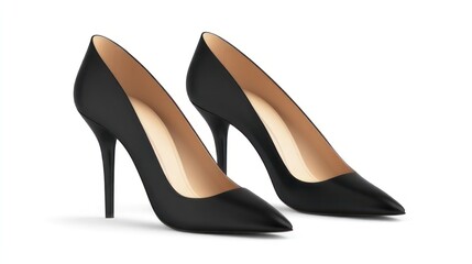 Pair of black pointed-toe high heels