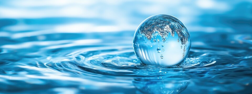 earth globe with water pure waves, national water day and clean energy water quality renewable water resources concepts
