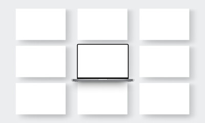 Laptop Screen And Blank Screens For Showcasing Your Website Design. Vector Illustration