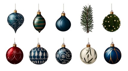 Elegant Teal and Gold Christmas Ornaments: A Festive 3D Render Collection AI Generated