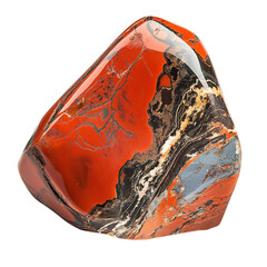 A Polished Red Jasper Stone with Earthy Red Shade Isolated on Transparent Background