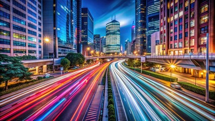 Obraz premium Long Exposure Photography: Layered Depth and Richness - Night Cityscape Lights Trails