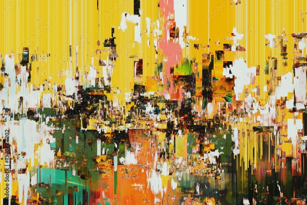 Poster abstract glitch art depicting colorful pixel sorting effect