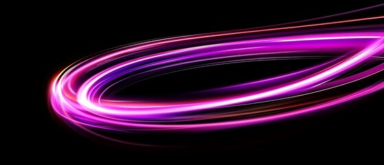 Swirling pink and purple light trails on black background.