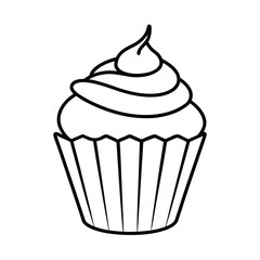 Delicious Swirl Cupcake, Sweet Treat, Bakery Dessert, Line Art