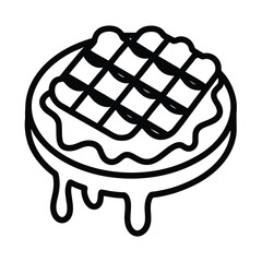 Delicious Waffle Icon Sweet Treat, Grid Pattern, Dripping Syrup