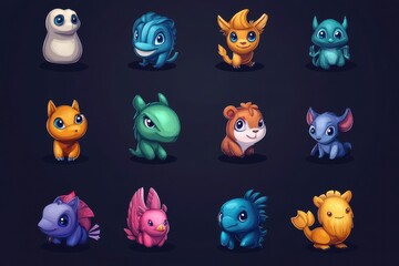 Obraz premium Twelve Adorable Fantasy Creatures Digital Art Collection