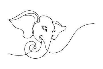 Single Line Ganesha Elephant Head Drawing Art Minimalist Design