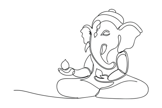 recommend clip art: One Line Drawing of Lord Ganesha, Hindu God, Deity, Elephant headed, Indian, Meditation, Spirituality,