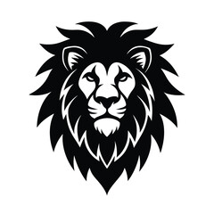 Majestic Lion Head, Black and White, Wild Animal, Vector Art, Graphic Design, Logo, Emblem, Symbol, 