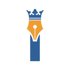 Crown Pen Logo combine with letter I
 vector template