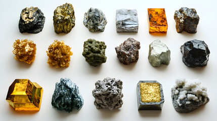 Chemical elements in nature – A collection of raw elements like gold, sulfur, and carbon in their natural forms