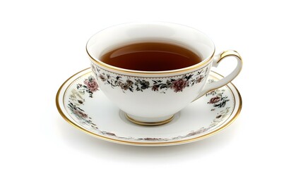Fototapeta premium English teacup with saucer isolated on white