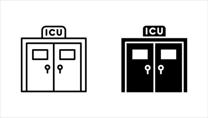 set of line icons related to ICU. Intensive Care Unit, monitors, ventilators, vector illustration on white background