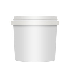 White plastic food container with lid for mockups