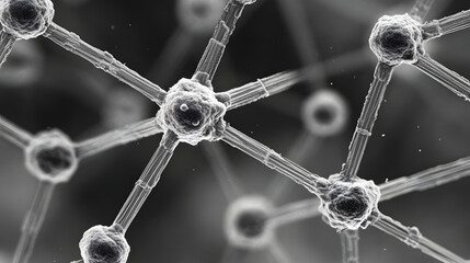 
Electron microscope image – A close-up of atoms arranged in a crystal lattice, abstract fractal background