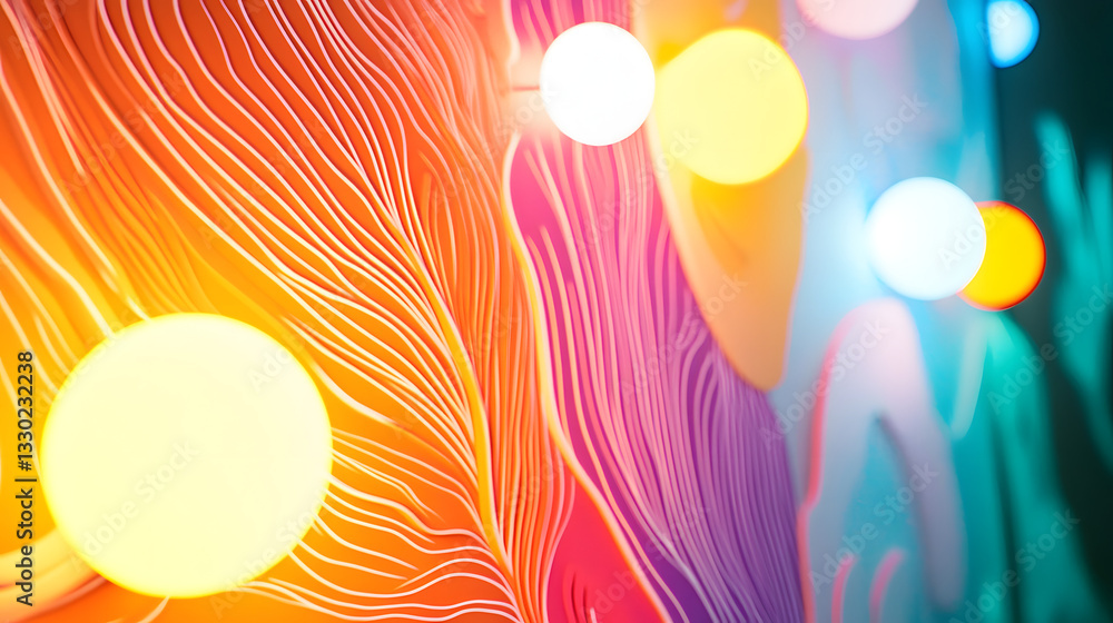 Poster colorful abstract background filled with playful doodle-like shapes and patterns creating an energet