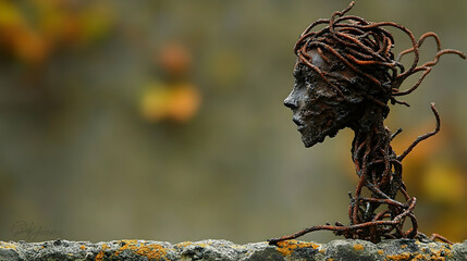 Fototapeta premium Rusty wire sculpture profile