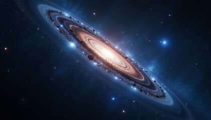 Obraz premium Stunning depiction of a galaxy in a starry sky showcasing cosmic beauty and depth