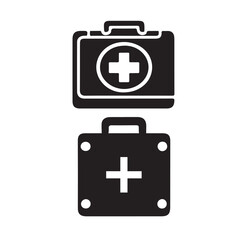 Obraz premium First Aid Kit Vector Icon Set, Two Designs, Black and White, Medical Graphic Resource