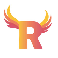 R Lettermark Vector Logo, Wings Element, Gradient Colors, Business Graphic Resource