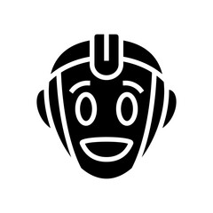 robot face smile social robotics glyph icon vector illustration