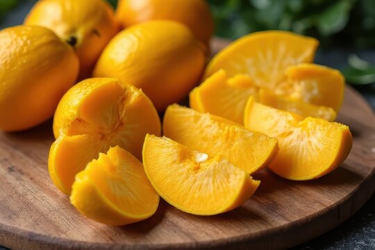 Fruity Delight: A Captivating Tropical Treat Arrangement in Wood New Title: Vivid Fruit Display Highlighting Talisay's Flavorf...