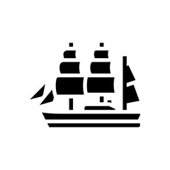Obraz premium ship with sails geographical discoveries glyph icon vector illustration