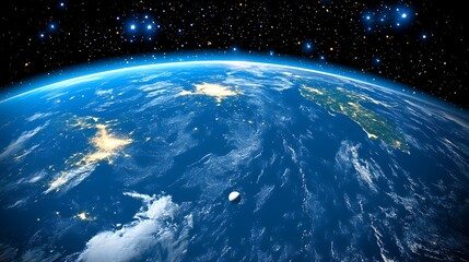 Obraz premium A vibrant image of the Earth at night from space