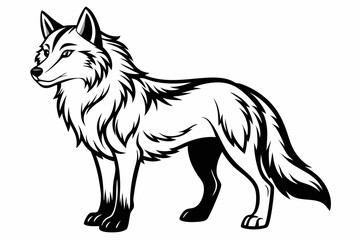 Coloring page line art the wolf black vector