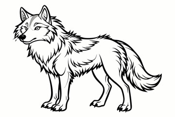 Coloring page line art the wolf black vector