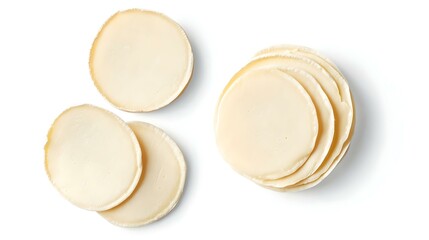 folded slices of cheese isolated on white