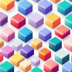 Obraz premium Gradient cubes Isometric view shows arranged pastel colored blocks