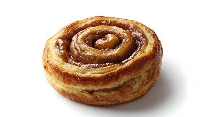 Homemade cinnamon bun isolated on a white
