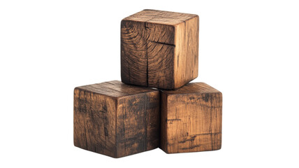 Wooden blocks arranged in a neat stack showcasing unique textures and rich tones in natural lighting