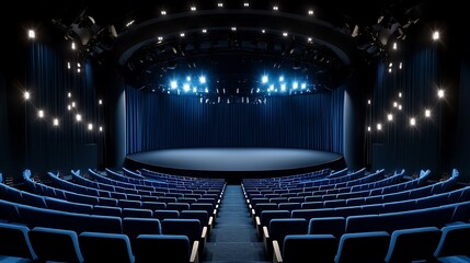 Naklejka premium Empty Theater Auditorium: A Nighttime Interior View AI Generated